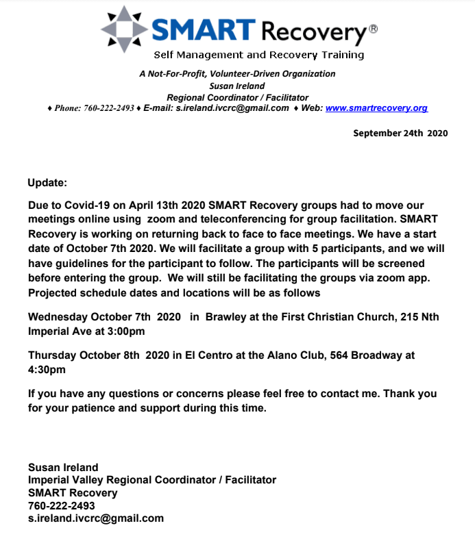 SMART Recovery COVID changes